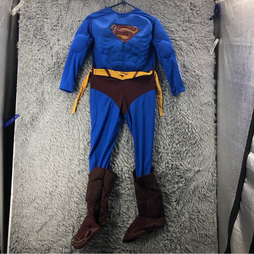 Superman Halloween Costume Boys Size Large Muscled Chest Super Man Rubies
